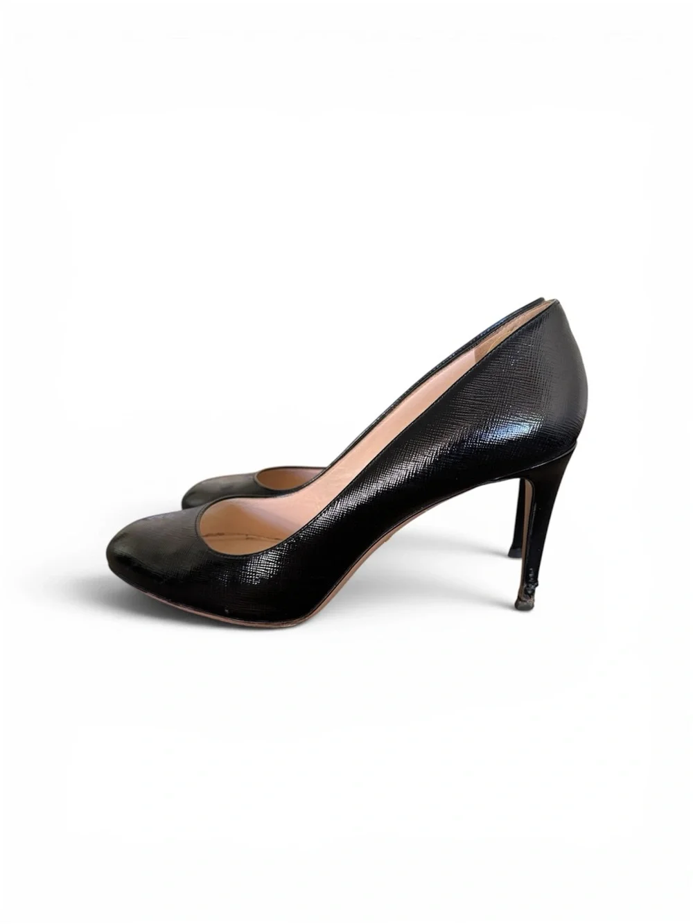 Prada Black Patent Leather Rounded Toe Pumps - Picture 4 of 11